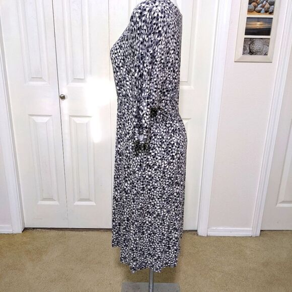 SOMA Midi Dress Black/White and Grey Speckled 3/4 Sleeve - Picture 4 of 8